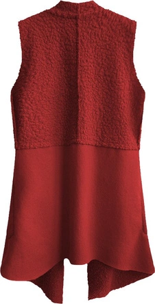 KAMIZELKA OVERSIZE Z ŁĄCZONYCH MATERIAŁÓW CZERWONA (545ART)