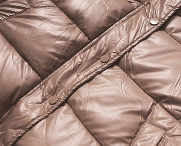 Krótka kurtka puchowa typu crop jasny brąz (d2-3831-305)