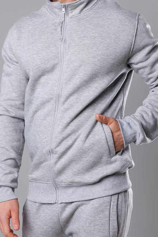 Męska bluza ze stójką jasnoszara (68B2002-2)