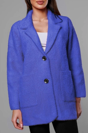 Krótka wełniana narzutka alpaka chabrowa (7108-1)