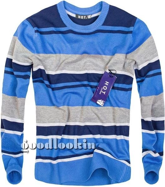 SWETER NIEBIESKO-SZARY HOT RED ON SUN (5027#)
