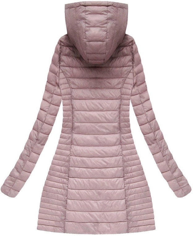 DŁUŻSZA PIKOWANA KURTKA Z KAPTUREM ANTYCZNY RÓŻ (XB7127X)