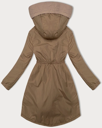 Kurtka damska ze ściągaczem w talii S'West ciemny beżowy (B8352-12)
