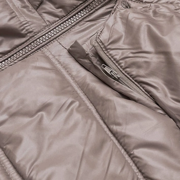 Pikowana przejściowa kurtka damska cappuccino (H-205)