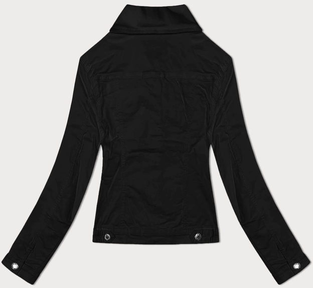 Dżinsowa kurtka damska na guziki plus size czarna (W028-B)