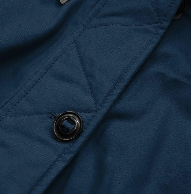 Dwustronna damska kurtka zimowa z kapturem granatowo-różowa (w631)