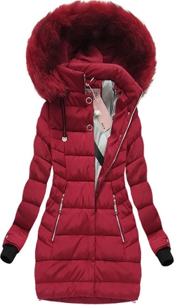 PIKOWANA KURTKA Z KAPTUREM CZERWONA (W144)