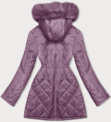 Dwustronna kurtka damska pikowana - futro różowa (H-897-38)