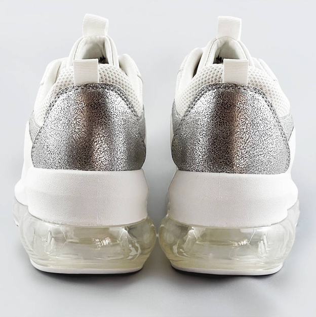 Buty sportowe damskie z transparentną podeszwą białe (ym-148)