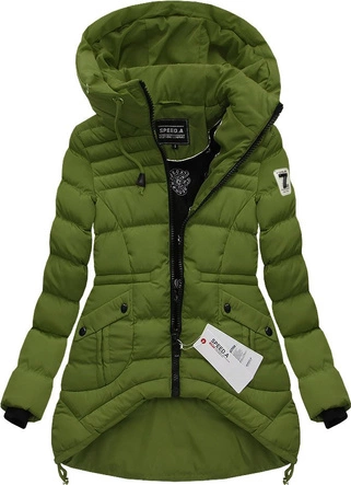 PIKOWANA KURTKA Z KAPTUREM ZIELONA (W809)