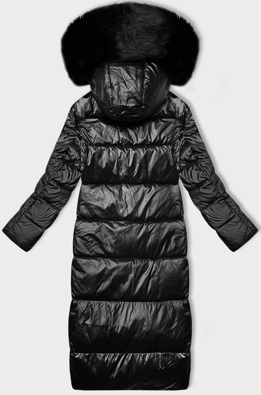 Pikowana kurtka zimowa z kapturem Way Mode czarna (9837#)