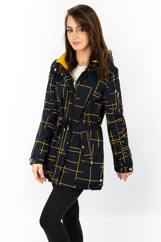 DWUSTRONNA KURTKA PARKA DAMSKA GRANATOWO-ŻÓŁTA (W657)