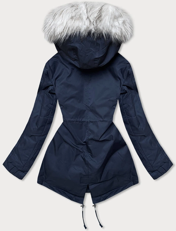 ZIMOWA PARKA DAMSKA Z PODPINKĄ GRANATOWA (B533-3046)