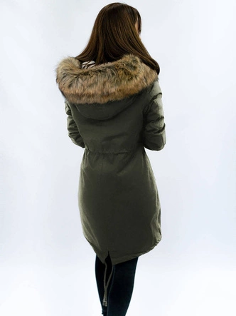 Zimowa damska parka z podpinką i kapturem army (7626)