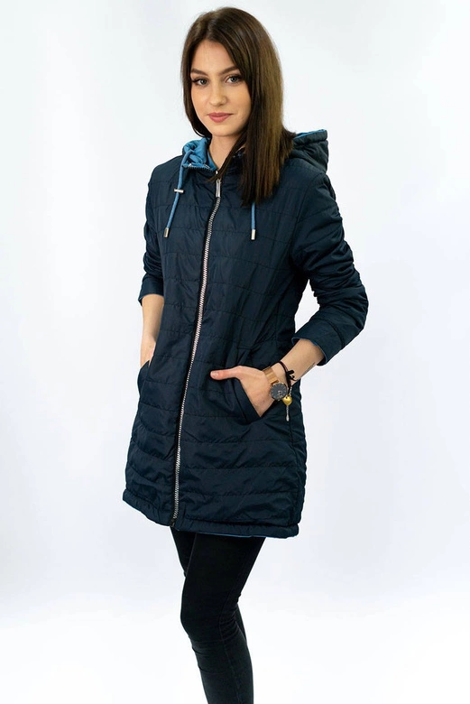 DWUSTRONNA PARKA Z KAPTUREM NIEBIESKO-GRANATOWA (W302)