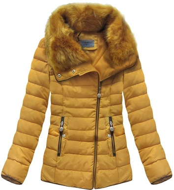 PIKOWANA KURTKA Z KOŁNIERZEM ŻÓŁTA (R1058)