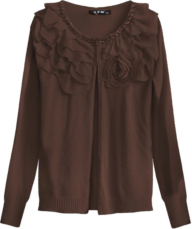 SWETEREK ZE ZDOBIENIAMI CIEMNOBRĄZOWY (X1540X)
