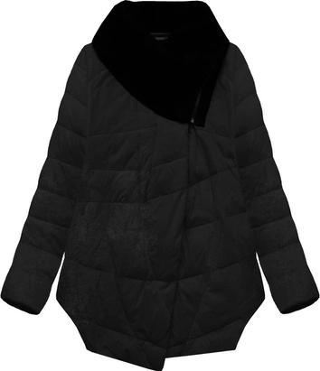 KURTKA Z PUCHEM NATURALNYM CZARNA (1332)