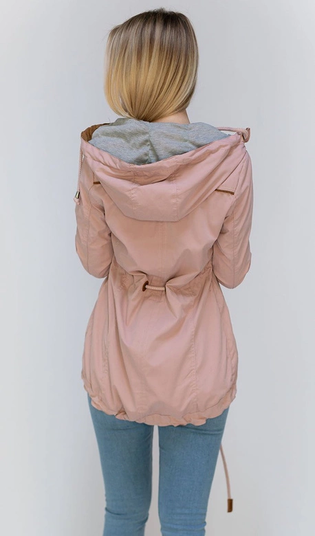 KRÓTKA PARKA Z KAPTUREM ANTYCZNY RÓŻ (TLR335)