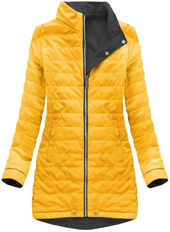 DWUSTRONNA PARKA Z KAPTUREM CZARNO-MUSZTARDOWA (W0232)