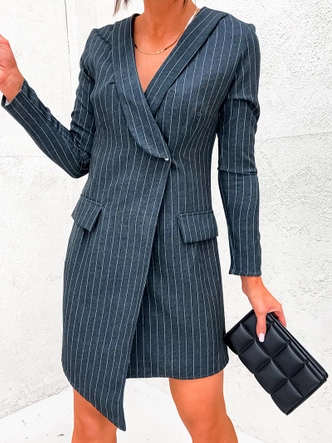 Sukienka w prążki typu marynarka szara (8240)