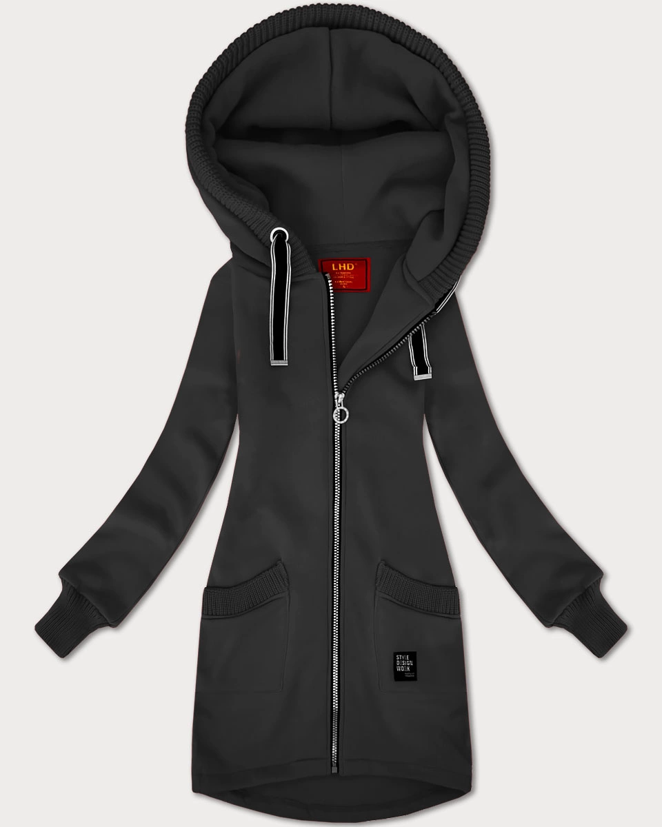 Damska bluza ze swetrowymi wstawkami LHD grafitowa (AMG-172A)