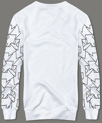 Męska bluza geometryczny wzór biała (8B1111-1)
