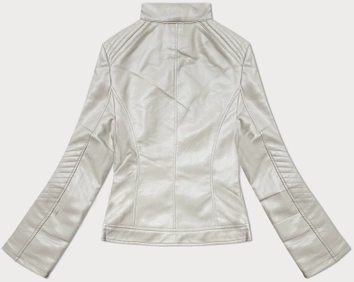 Damska kurtka ze skóry ekologicznej ze stójką J Style jasny beżowy (11Z8131)