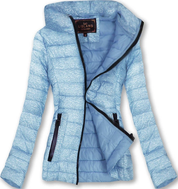 PIKOWANA KURTKA Z KAPTUREM BŁĘKITNA (7211)