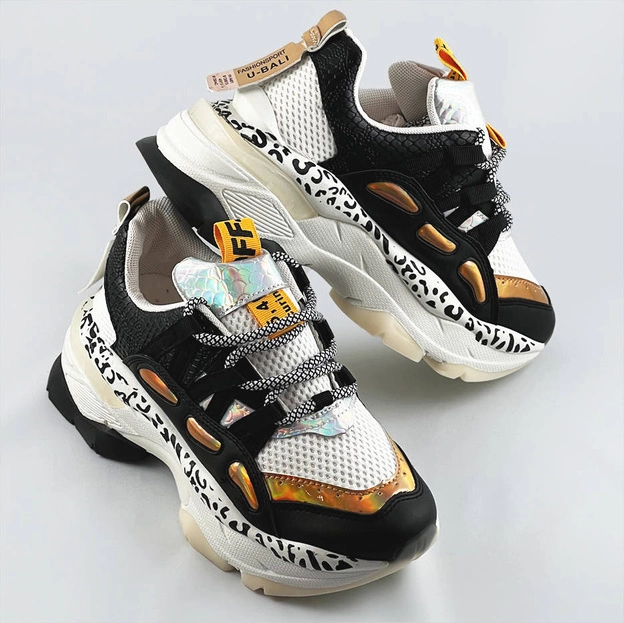 Damskie sneakersy panterka czarne (bx1827-sp)