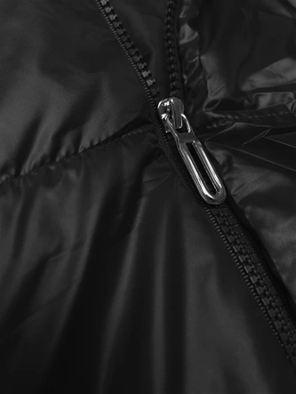 Puchowy bezrękawnik z odpinanym kapturem czarny (B8247-1)