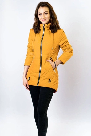 CIENKA KURTKA DAMSKA Z ASYMETRYCZNYM DOŁEM ŻÓŁTA (B9531)
