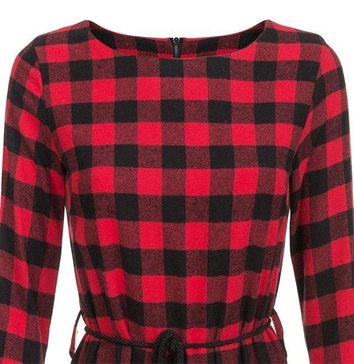 FLANELOWA TUNIKA W KRATĘ CZARNO-CZERWONA (1617-5)