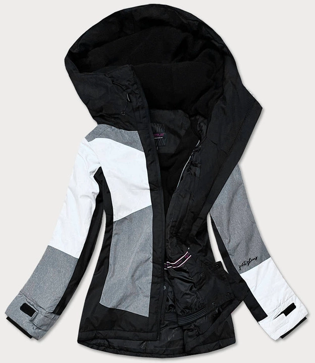 DAMSKA KURTKA ZIMOWA NARCIARSKA CZARNO-BIAŁA (B2359)