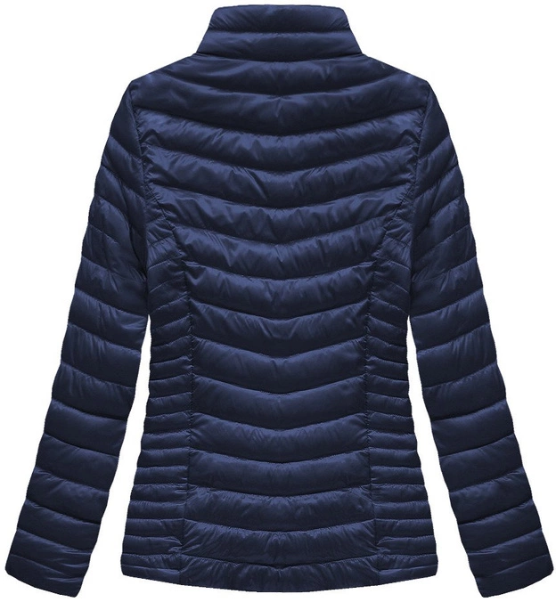 BŁYSZCZĄCA KURTKA ZE STÓJKĄ GRANATOWA (B2601)