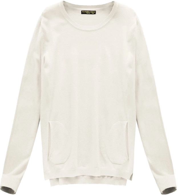 GŁADKI SWETER Z KIESZENIAMI BEŻOWY (P7021)