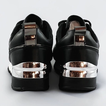 Damskie adidasy na podwyższonej podeszwie czarne (666-20)