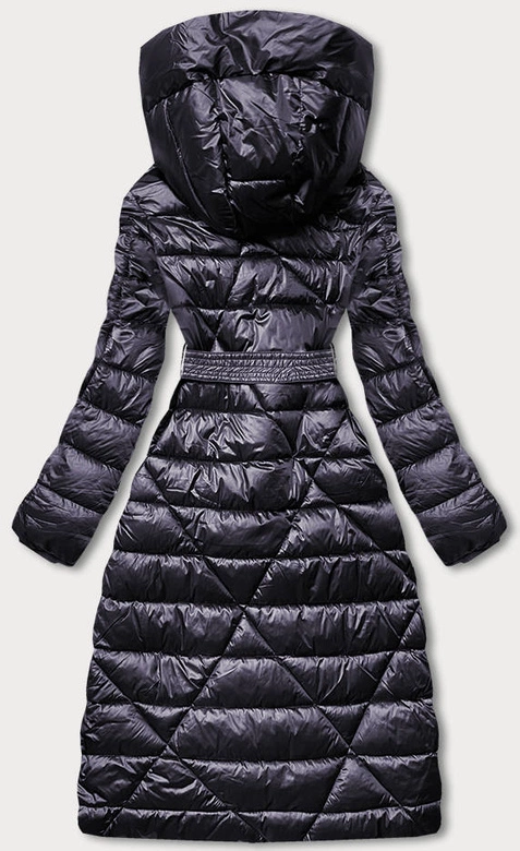 Kurtka damska z wiązanym paskiem ciemny fiolet (AG1-J9069B)