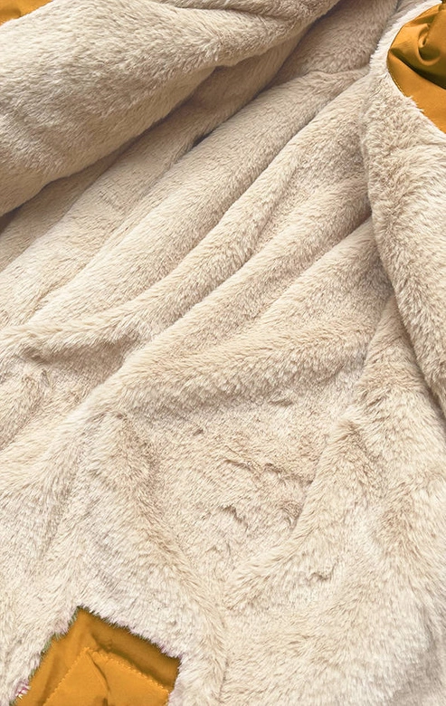 Ciepła kurtka zimowa damska żółto-beżowa (w559)