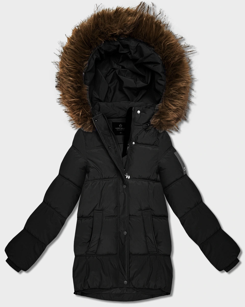 Kurtka puchowa z kapturem czarna (KK60609)