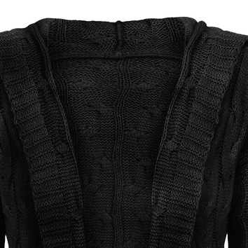 DŁUGI SWETER Z KAPTUREM I KIESZENIAMI CZARNY (111ART)