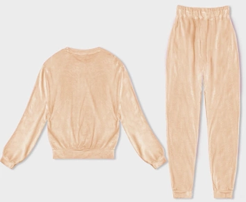 Welurowy dres damski brzoskwiniowy (8C1173-150)