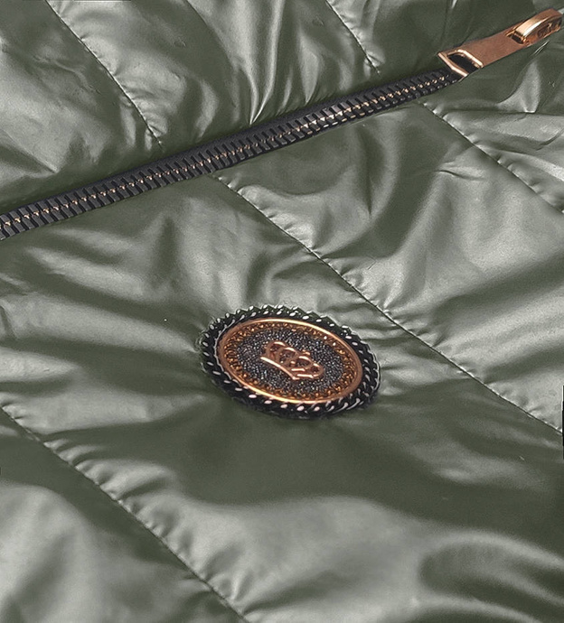 Krótka kamizelka ze stójką damska khaki (B8152-11)
