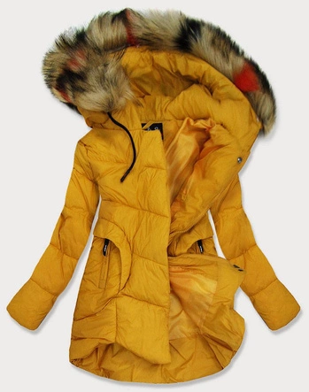PIKOWANA KURTKA DAMSKA ZIMOWA ŻÓŁTA (209-1)