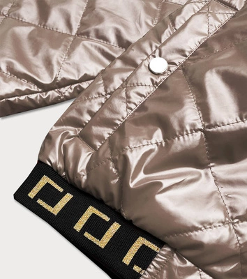 Błyszcząca kurtka damska bomberka cappuccino (b9798-12)