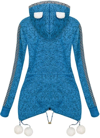 GRUBA DŁUGA BLUZA Z KAPTUREM NIEBIESKA (DG881)