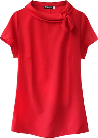 BLUZKA Z WIĄZANYM KOŁNIERZYKIEM CZERWONA (289ART)