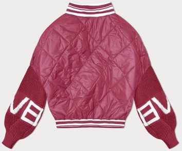 Kurtka damska bomberka ze swetrowymi rękawami różowa (2439)