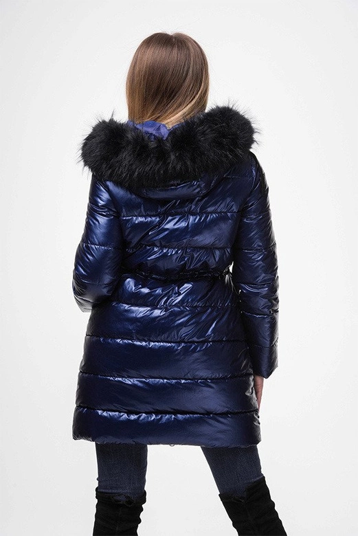 ORTALIONOWA DŁUŻSZA ZIMOWA KURTKA DAMSKA NIEBIESKA (J9-005)