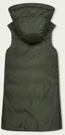 Długa kamizelka damska dwustronna beż-khaki (B8159-12)